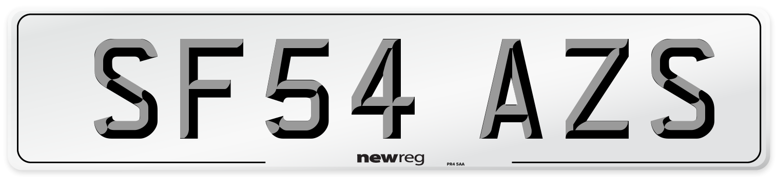 SF54 AZS Number Plate from New Reg